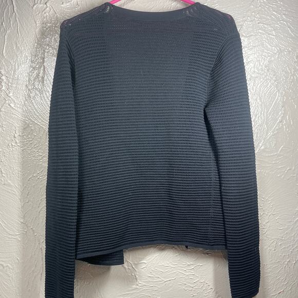 Margaret O'Leary Black Open Front Cardigan Sweater Pockets Womens Small - Picture 3 of 4